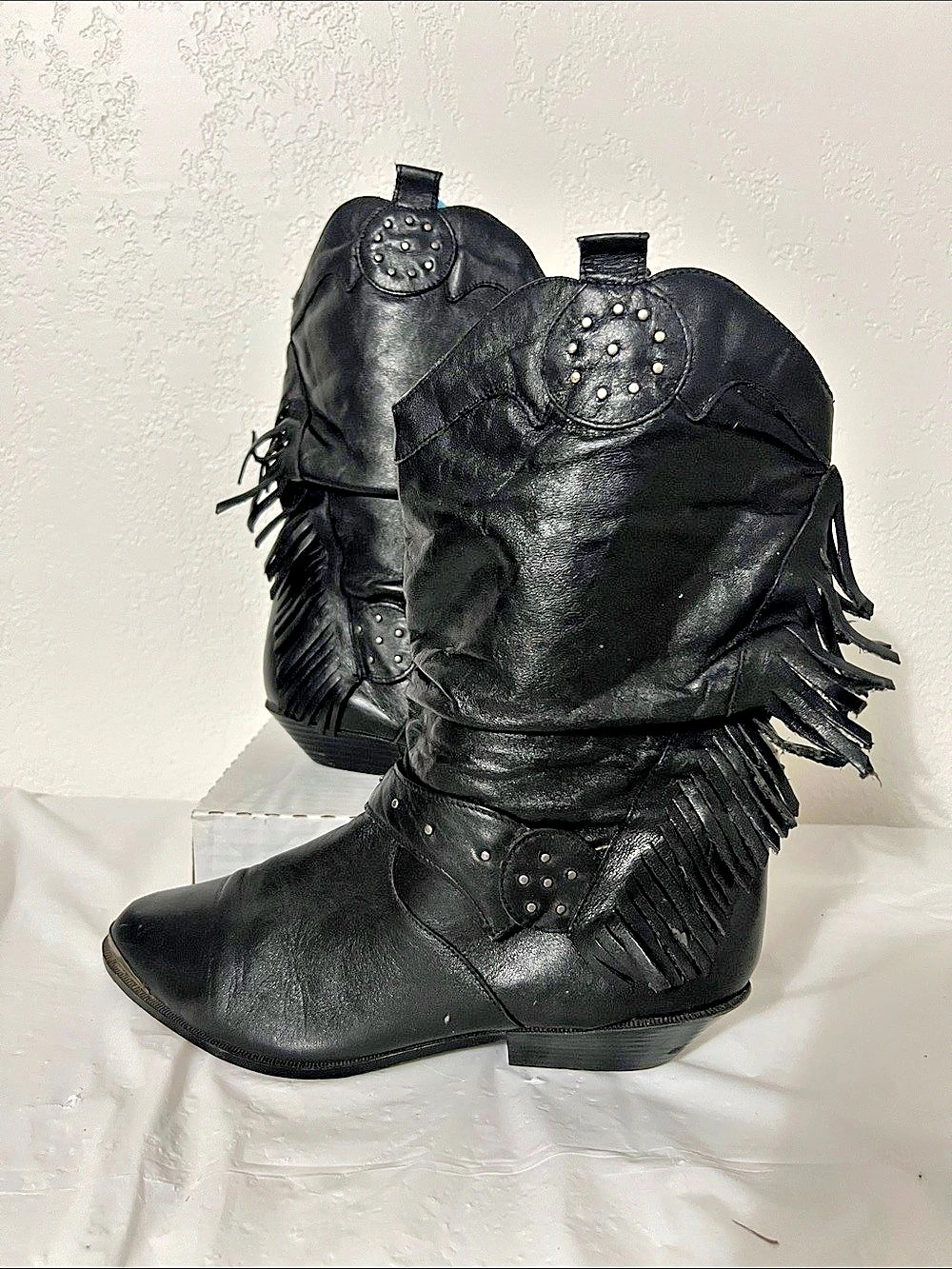 Leather Craft by Premiere Collection Fringe Western Boots US 8.5